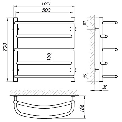 Электрический полотенцесушитель Laris Евромикс П5 70х50 L 73207389 Хром