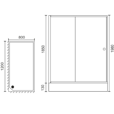 Душевой уголок Royal Bath RB-L-3002-3 120х80 без поддона профиль Хром стекло прозрачное