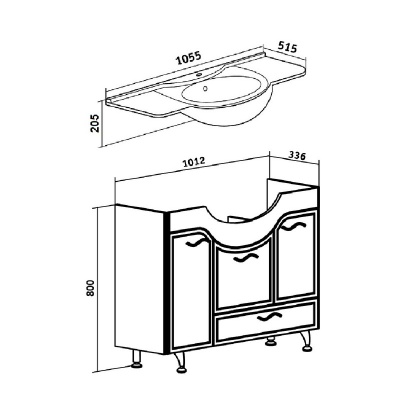 Тумба с раковиной Runo Севилья 105 Белая
