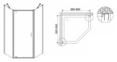 Душевой уголок Azario AZ-112P 90x90 профиль хром, стекло прозрачное Душевой уголок Azario AZ-112P 90x90 профиль хром, стекло прозрачное
