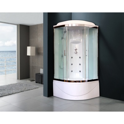 Душевая кабина Royal Bath ВК 100x100 RB100BK3-WT-CH с гидромассажем стекло прозрачное задняя стенка Белая