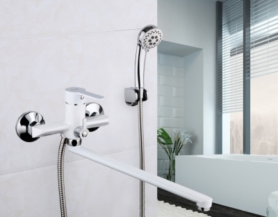 Смеситель для ванны Frap F224 универсальный Белый Хром