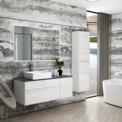 Тумба под раковину Diborg Elise 120 77.7249 подвесная Белый глянец