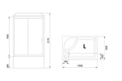 Душевая кабина Royal Bath BP 100х80 RB8100BP2-T-L с гидромассажем стекло прозрачное задняя стенка Белая
