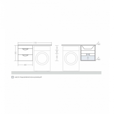 Тумба с раковиной СанТа Лидер 110 R 700258+900113 подвесная Белая