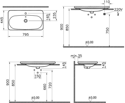 Тумба с раковиной Vitra Nest Trendy 80 56147 подвесная Натуральное дерево