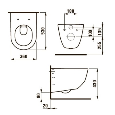 Унитаз Laufen Pro 8.2095.6 подвесной без сиденья