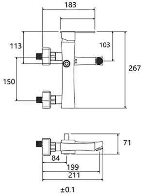 Смеситель для ванны Shouder Impro 0220105 Нержавеющая сталь