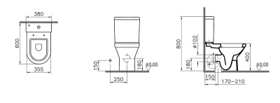 Унитаз компакт Vitra S 50 9798B003-7200 с бачком и сиденьем