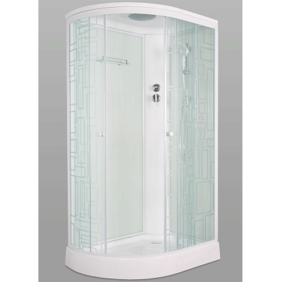Душевая кабина Bolu Sektors 80х110 BL-110n R профиль Белый стекло прозрачное с художественным рисунком