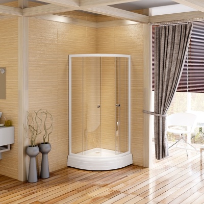 Душевой уголок Radomir 80x80 1-03-1-0-0-0060 с поддоном профиль Белый стекло прозрачное