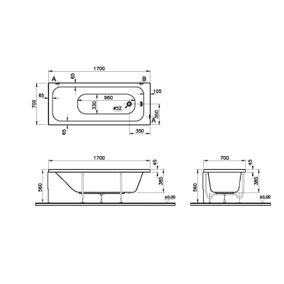 Акриловая ванна Vitra Optimum Neo 170x70 64530001000 без гидромассажа