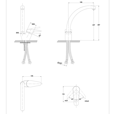 Смеситель для кухни Kaiser County 55244-2 Серебро