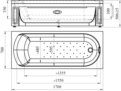 Акриловая ванна Radomir Vannesa Аврора 170x70 0-01-0-0-0-997 Белая без гидромассажа