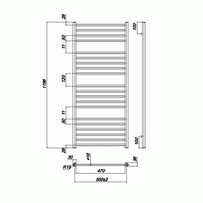 Водяной полотенцесушитель Ravak Norma 53х120 X04000083680 Хром