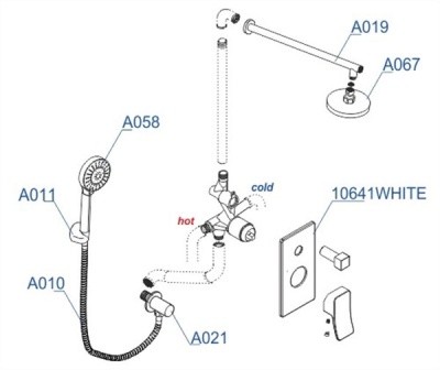 Душевая система WasserKRAFT Aller A16067WHITE Белый Хром