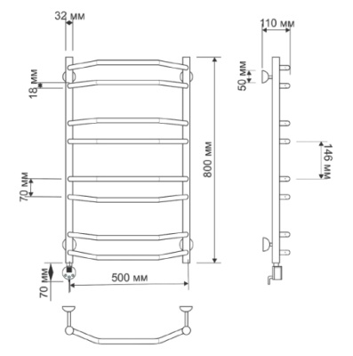 Электрический полотенцесушитель Secado Агата 4 50х80 Бронза