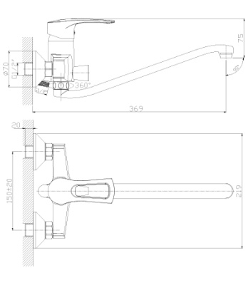 Смеситель Rossinka T T40-34 универсальный