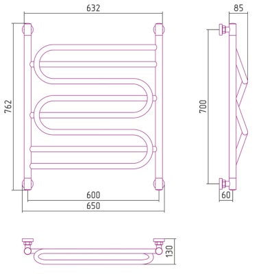 Водяной полотенцесушитель Сунержа Иллюзия+ 700х600 Хром