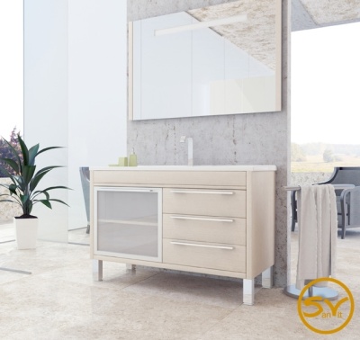 Тумба с раковиной SanVit Новелла Lux 100 в цвете Ral Желтый глянец