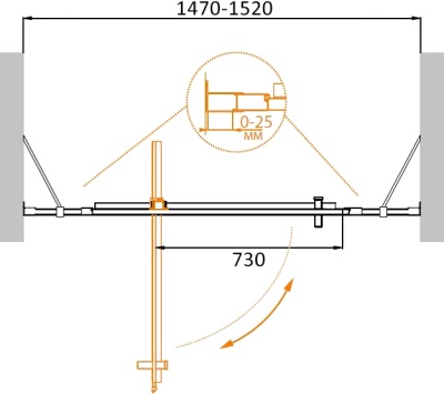 Душевая дверь Cezares Molveno BA-12 150 MOLVENO-BA-12-100+50-C-Cr-IV профиль Хром стекло прозрачное