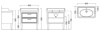 Тумба под раковину Kerama Marazzi Pompei 80 2 ящика Белая