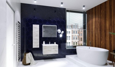 Зеркальный шкаф Roca Ronda 80 ZRU9303009 с подсветкой Бетон Белый матовый