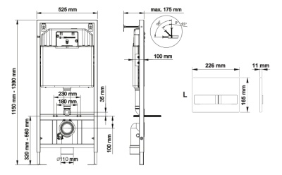 Комплект унитаза Roca Mateo 346200000 с инсталляцией Berges Wasserhaus Novum L3 040213 с сиденьем Микролифт и клавишей смыва Хром