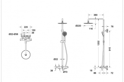 Душевая система Bravat Waterfall F639114C-A2-RUS Хром