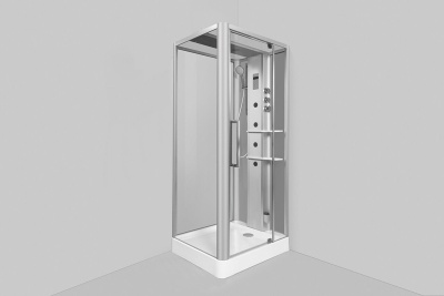 Душевая кабина AM.PM Awe W15C-804-090MTE 90x90 с гидромассажем профиль Хром стекло прозрачное