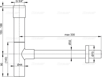 Сифон для раковины Alcaplast A402 Хром