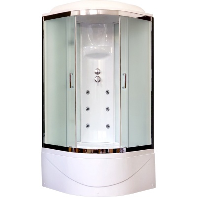 Душевая кабина Royal Bath ВК 100x100 RB100BK3-WC-CH с гидромассажем стекло матовое задняя стенка Белая
