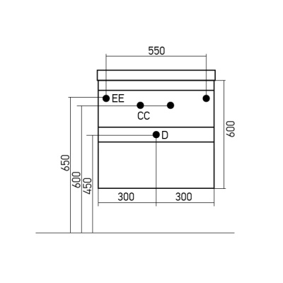 Тумба под раковину Mixline Аврора 60 535112 подвесная Белая Серый камень