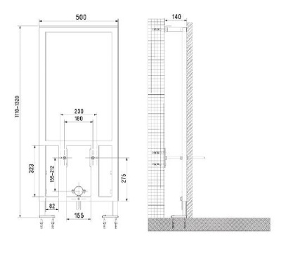 Инсталляция Vitra Frame 780-5800 для биде с крепежом