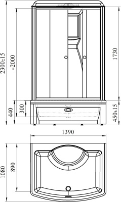 Душевая кабина Radomir Диана 2 139x108 1-05-1-0-0-0650 профиль Белый стекло прозрачное