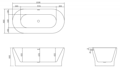 Акриловая ванна BelBagno BB405-1500-800 150х80 без гидромассажа