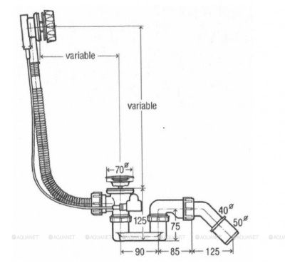 Слив-перелив для ванны Vitra Silfra 59970013000 полуавтомат Хром