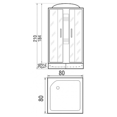 Душевая кабина River Quadro 80x80x26 МТ 10000000765+10000002254 с поддоном