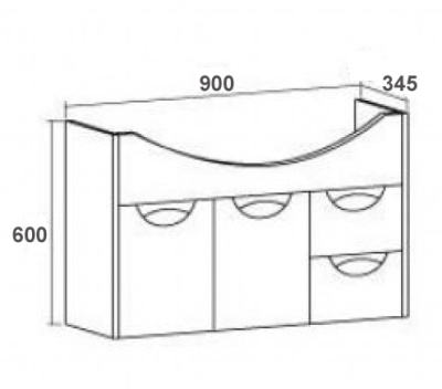 Тумба с раковиной SanVit Лайм 90 с фактурой под дерево подвесная Венге