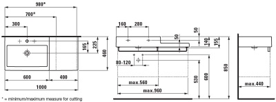 Раковина Laufen Living City 100 8.1843.2 чаша слева