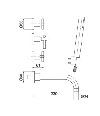 Смеситель для ванны Bugnatese Naxos 7618 CR (Хром)
