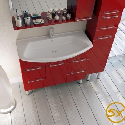 Тумба с раковиной SanVit Эдем Lux 90 с фактурой под дерево Акация светлая