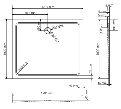 Душевой поддон из искусственного камня WasserKRAFT Berkel 100x120 48T10 Белый