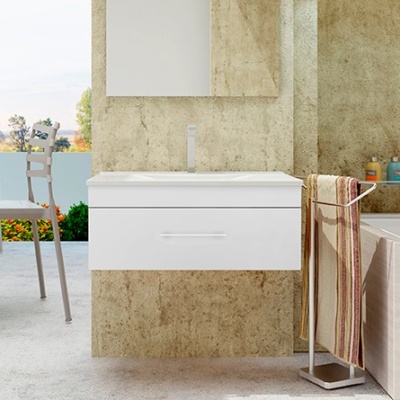 Тумба с раковиной SanVit Квадро Lux 90 kkvad090 с фактурой под дерево подвесная Акация светлая