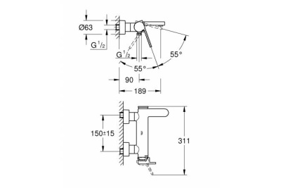Смеситель для ванны Grohe Plus 33553003 Хром