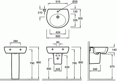 Раковина Jacob Delafon Ove 60 E1564-00 Белая