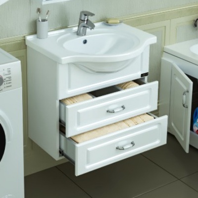 Тумба с раковиной СанТа Верона 60 2 ящика подвесная Белая
