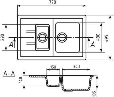 Кухонная мойка Mixline ML-GM22-307 525181 Терракот