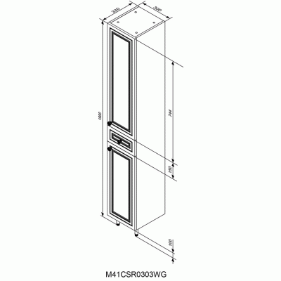 Шкаф пенал Damixa RedBlu Palace One 30 M41CSR0303WG с бельевой корзиной Белый