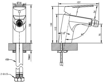 Смеситель для биде Bravat Line F35299C-1 Хром
